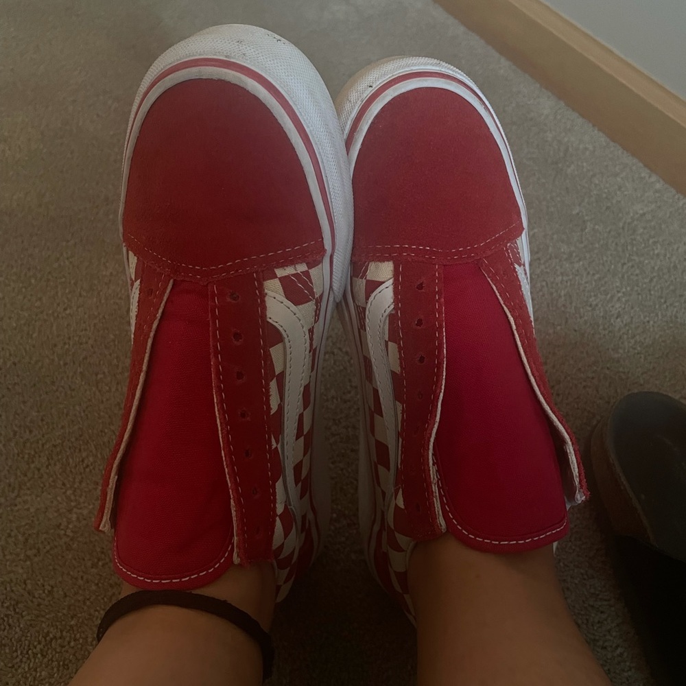 Red checkered Vans